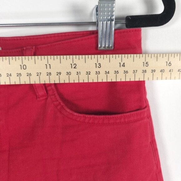 H&M Denim Cuffed Red Shorts Size 8 - Picture 5 of 8